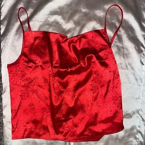 Satin cowl neck tank top